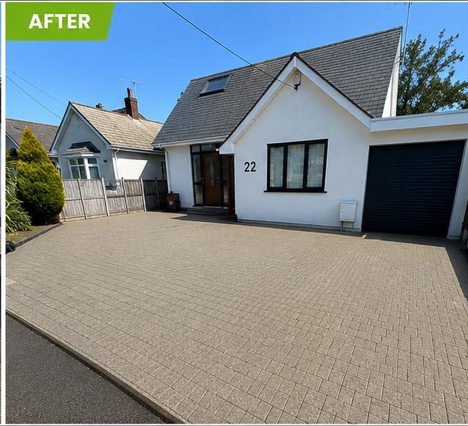 After, Block paving driveway cleaned, re-sanded and sealed, Driveway Cleaning, Dorset – Dorset Exterior Cleaning