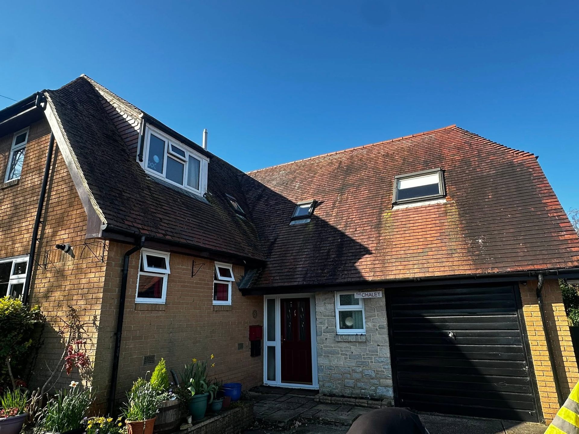 Before, Roof softwash, moss & lichen removal, Roof Cleaning, Dorset – Dorset Exterior Cleaning