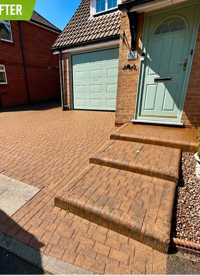 After, Front step and block paving deep clean, Driveway Cleaning, Dorset – Dorset Exterior Cleaning