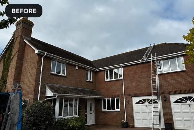 Before, Full exterior clean, roof, fascias and driveway restored, Full Exterior Clean, Dorset – Dorset Exterior Cleaning