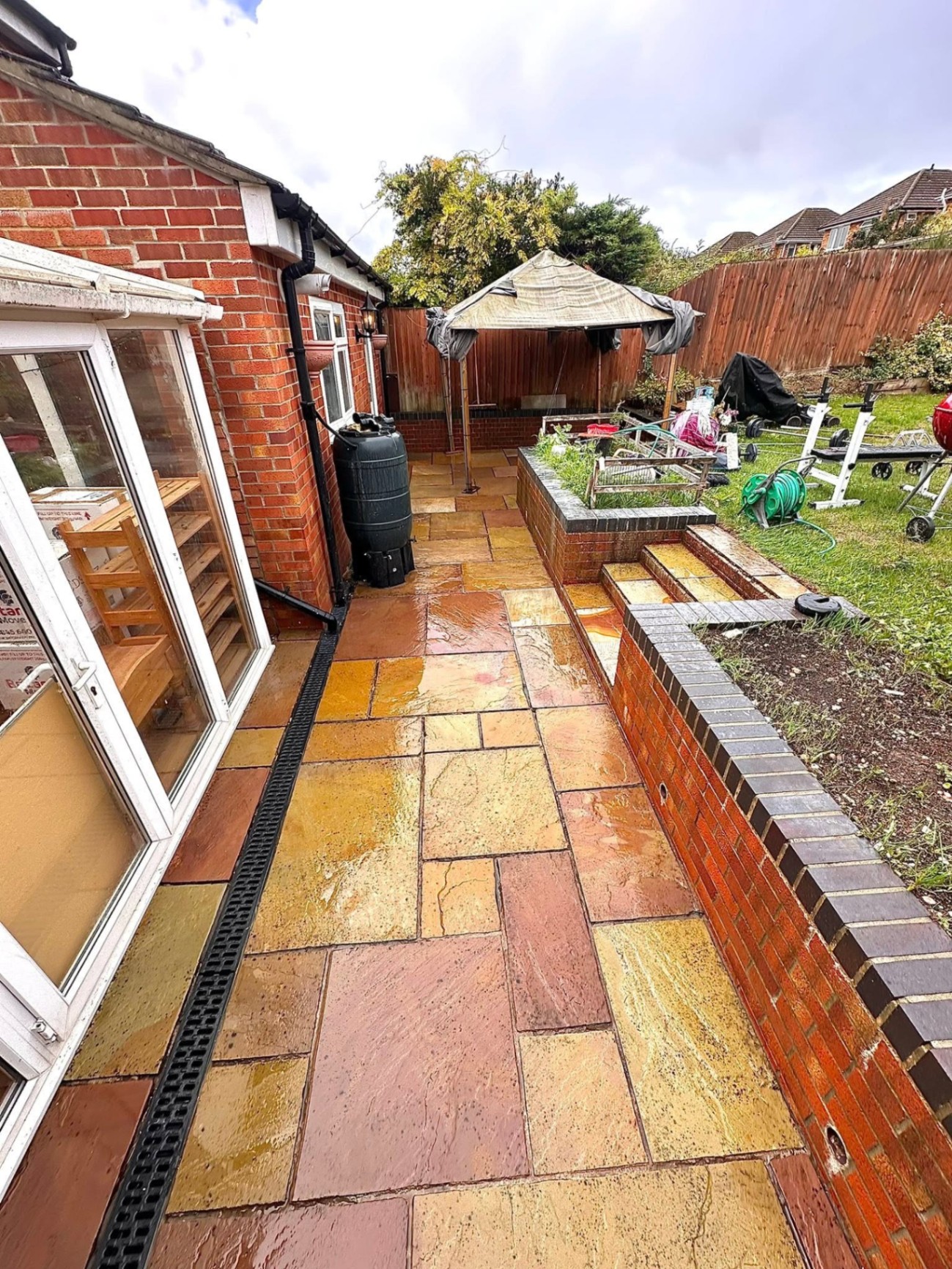 After, Indian sandstone patio revival, Patio Cleaning, Dorset – Dorset Exterior Cleaning