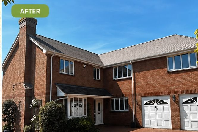 After, Full exterior clean, roof, fascias and driveway restored, Full Exterior Clean, Dorset – Dorset Exterior Cleaning