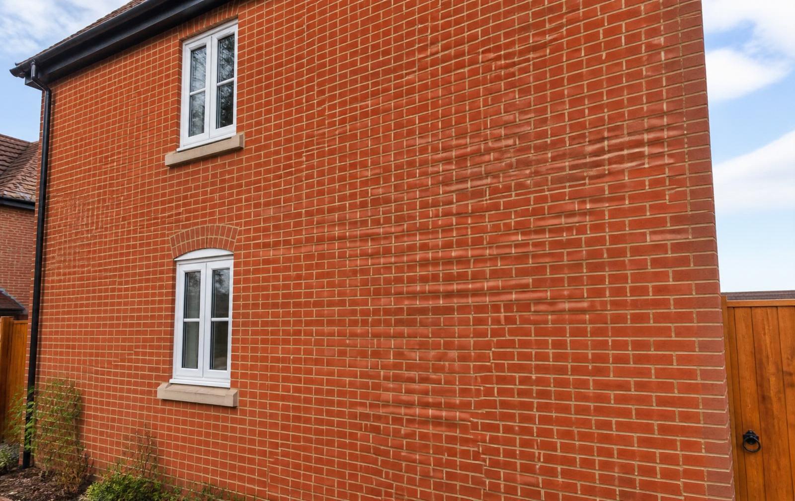 Cleaned red brick exterior wall